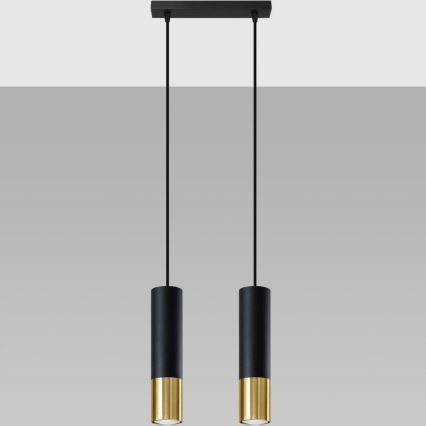 Candeeiro suspenso LOOPEZ 2xGU10/10W/230V preto/dourado