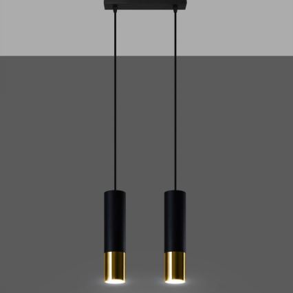 Candeeiro suspenso LOOPEZ 2xGU10/10W/230V preto/dourado