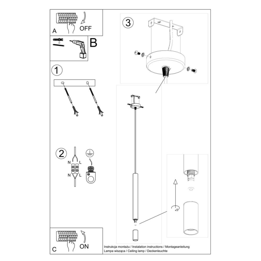 Candelabro suspenso VIZIER 1xG9/12W/230V branco