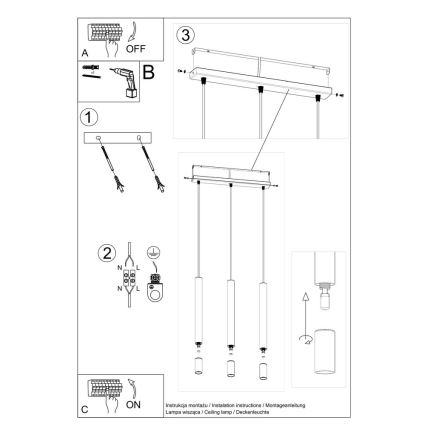 Candelabro suspenso VIZIER 3xG9/40W/230V branco