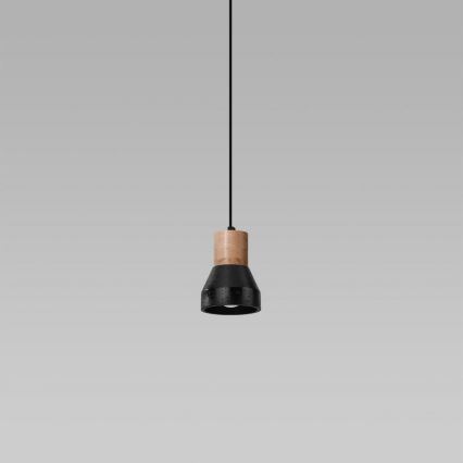 Candelabro suspenso QUBIC 1xE27/60W/230V betão/Bétula/faia/preto