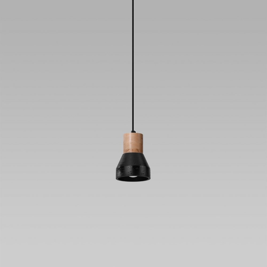 Candelabro suspenso QUBIC 1xE27/60W/230V betão/Bétula/faia/preto