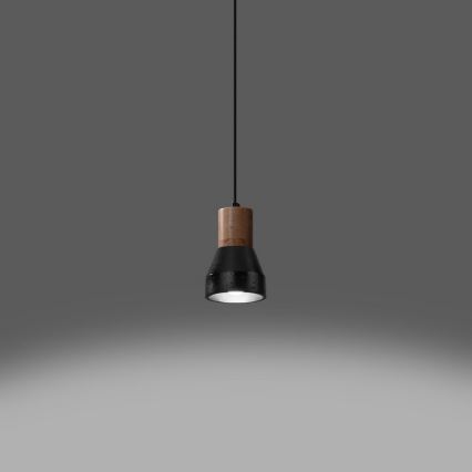 Candelabro suspenso QUBIC 1xE27/60W/230V betão/Bétula/faia/preto