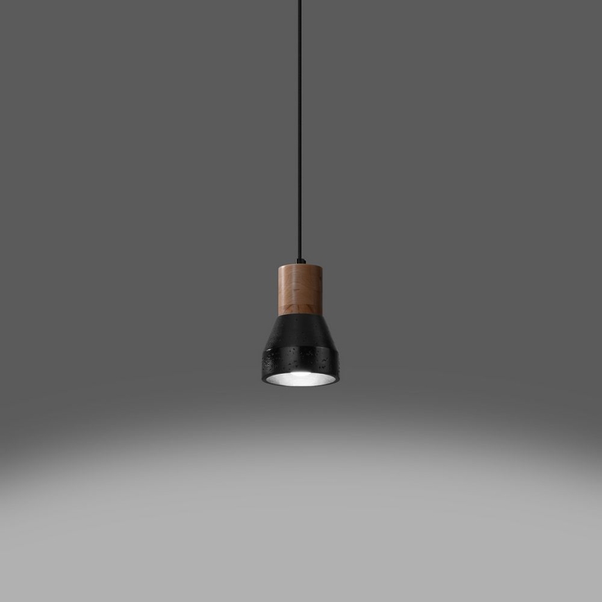 Candelabro suspenso QUBIC 1xE27/60W/230V betão/Bétula/faia/preto