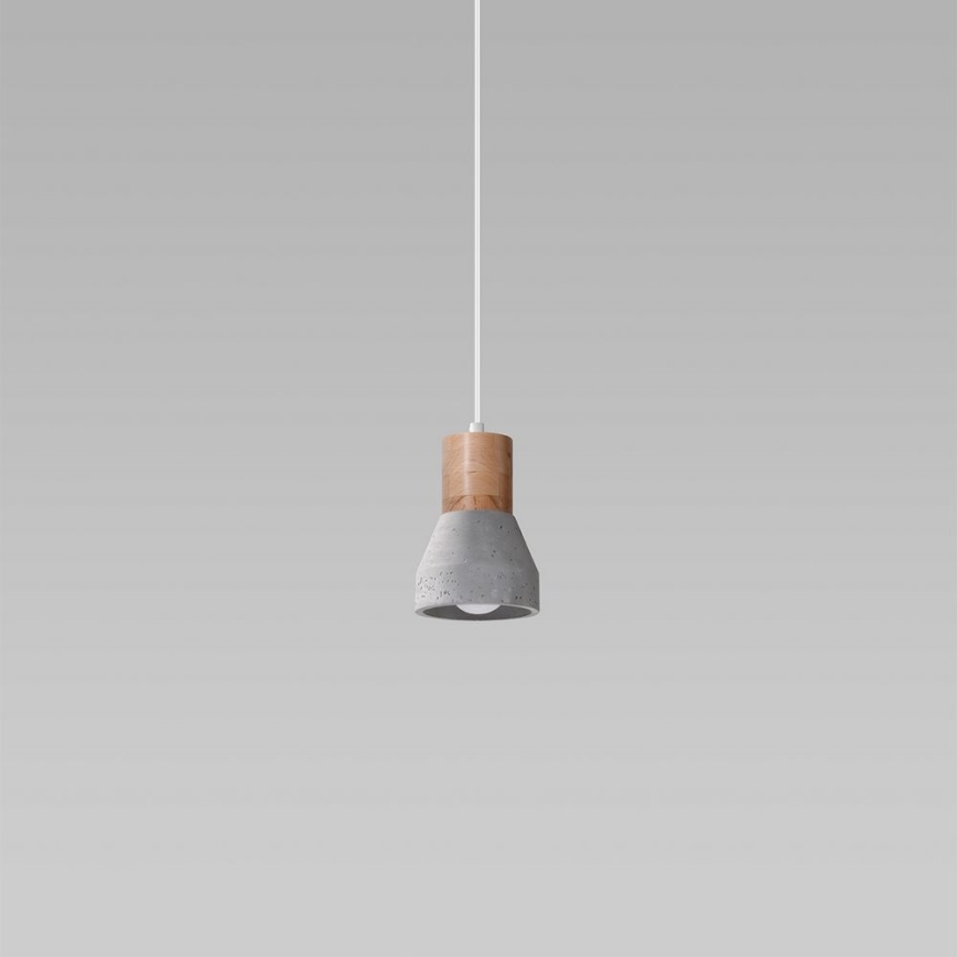 Candelabro suspenso QUBIC 1xE27/60W/230V betão/Bétula/faia