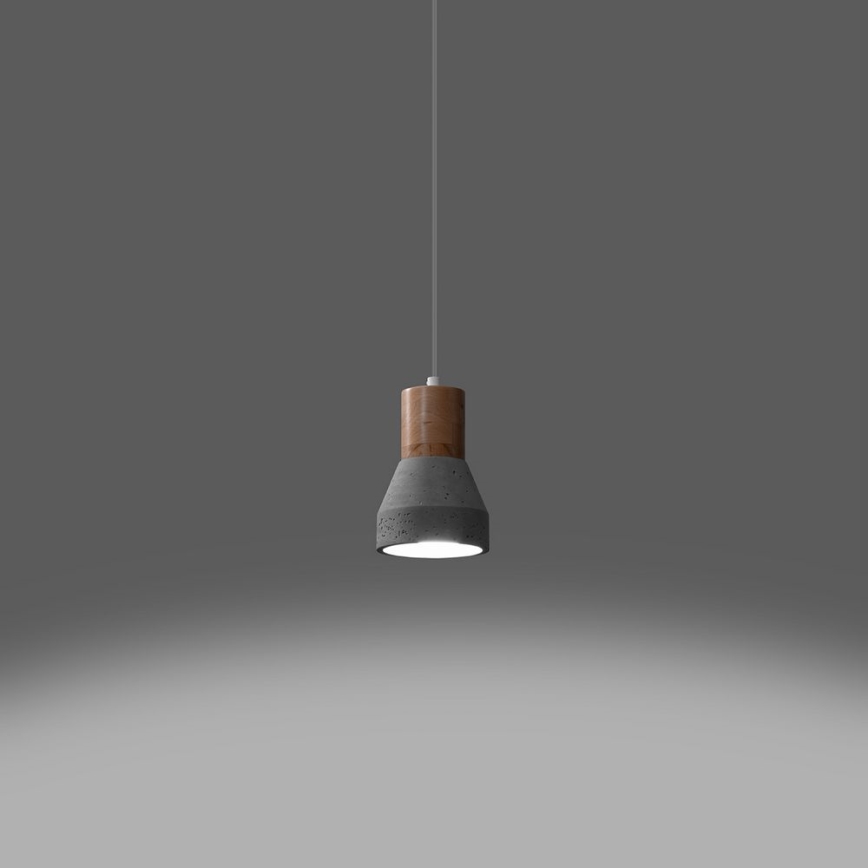Candelabro suspenso QUBIC 1xE27/60W/230V betão/Bétula/faia