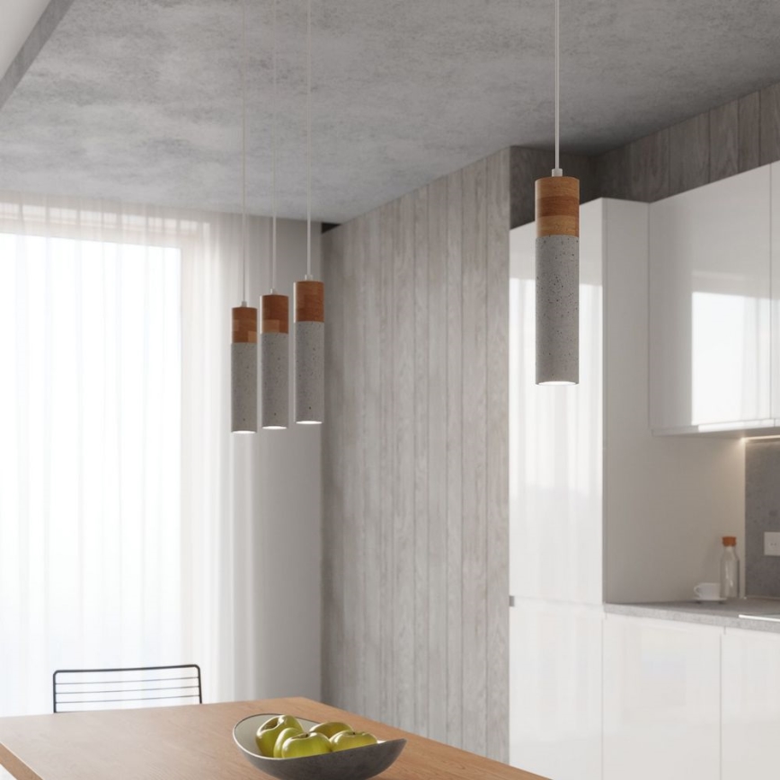 Candelabro suspenso ZANE 2xGU10/40W/230V betão/Bétula/faia