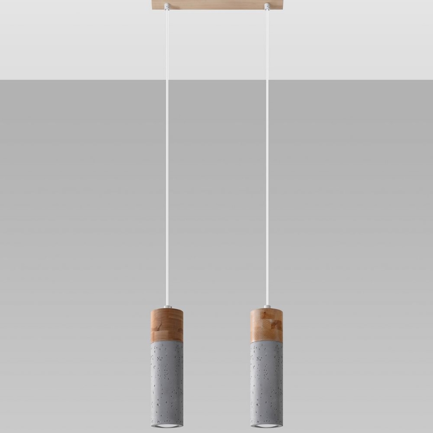 Candelabro suspenso ZANE 2xGU10/40W/230V betão/Bétula/faia
