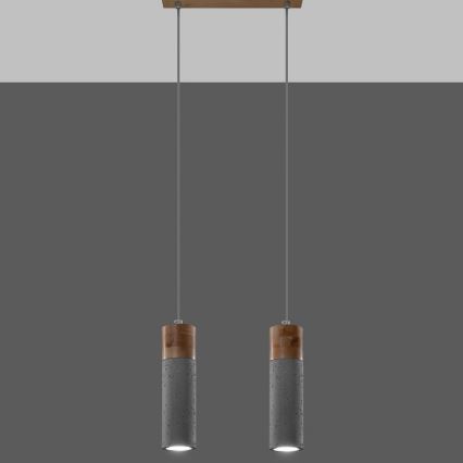Candelabro suspenso ZANE 2xGU10/40W/230V betão/Bétula/faia