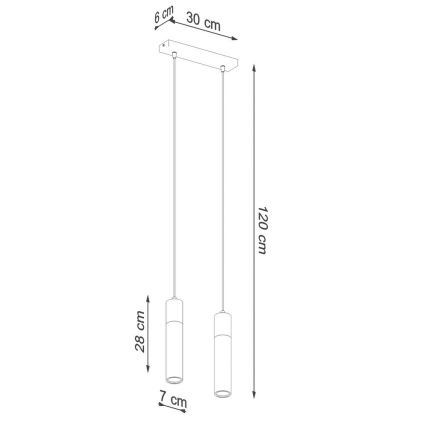 Candelabro suspenso ZANE 2xGU10/40W/230V betão/Bétula/faia