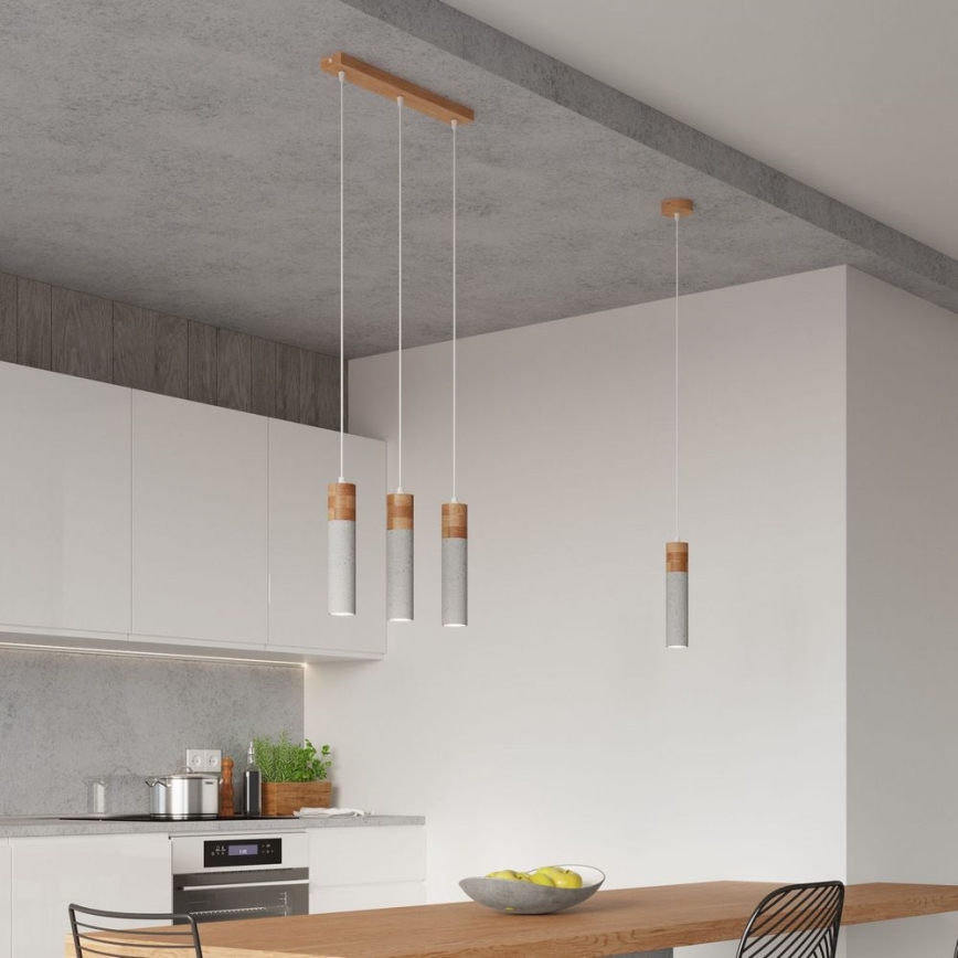 Candelabro suspenso ZANE 3xGU10/40W/230V betão/Bétula/faia