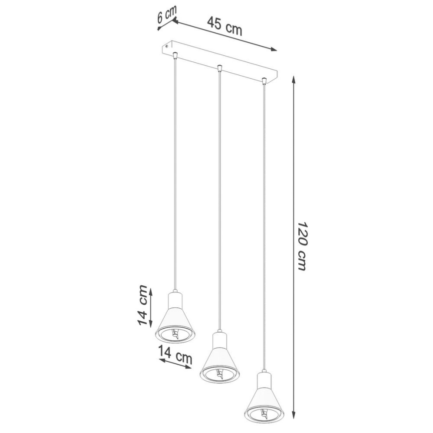Candelabro suspenso TAZILA 3xES111/60W/230V branco