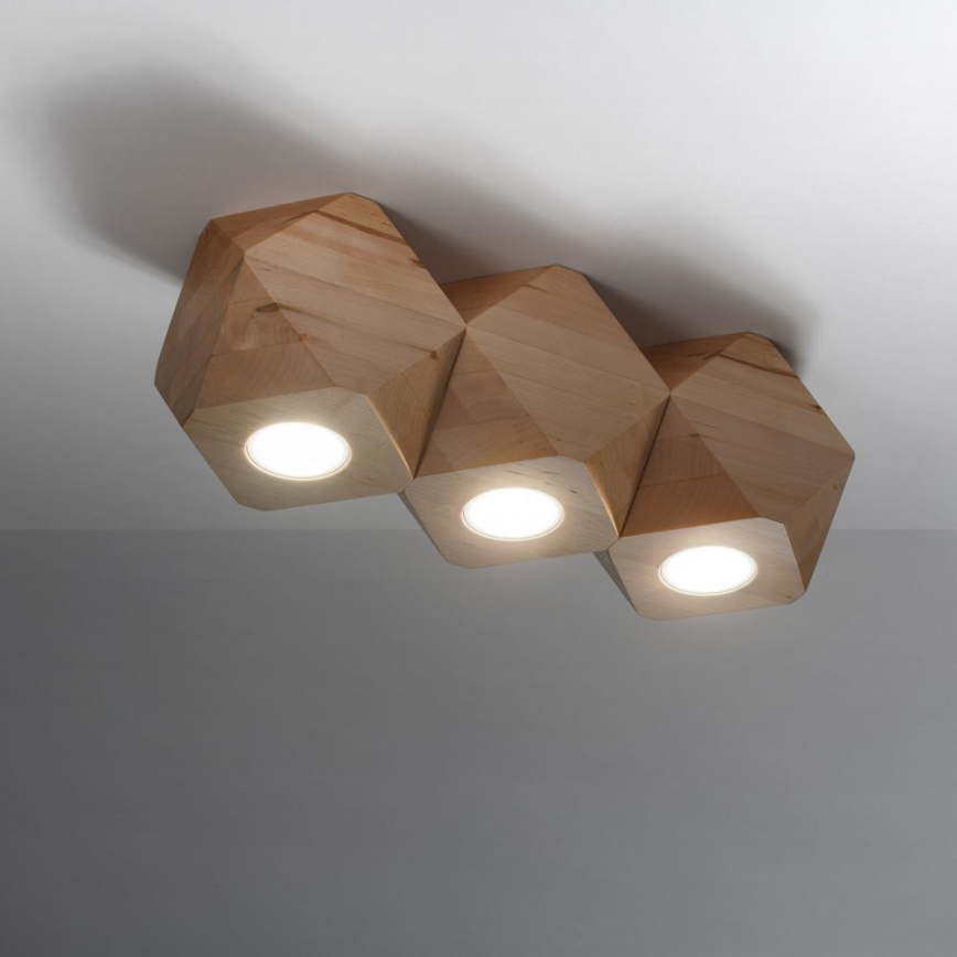 Iluminação de teto WOODY 3xGU10/40W/230V carvalho