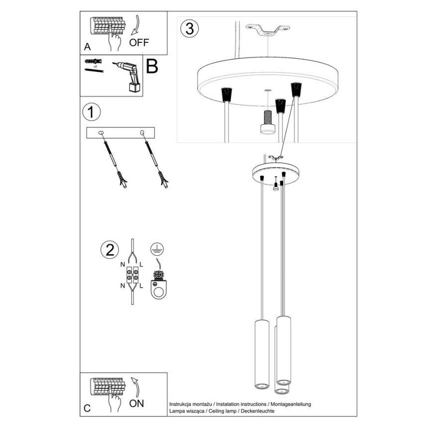 Candelabro suspenso LINO 3xGU10/40W/230V faia