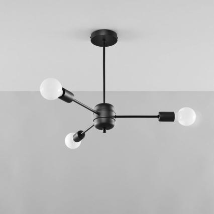 Candelabro suspenso LANGO 3xE27/60W/230V preto