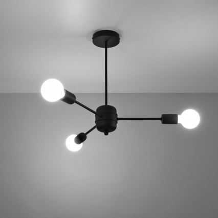 Candelabro suspenso LANGO 3xE27/60W/230V preto