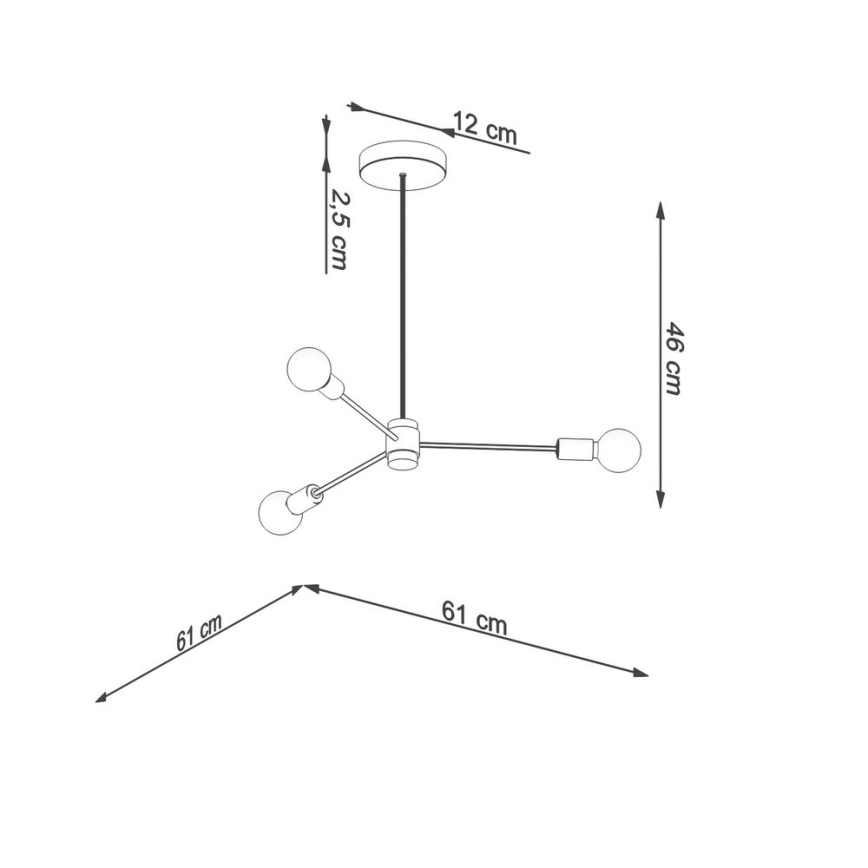 Candelabro suspenso LANGO 3xE27/60W/230V preto