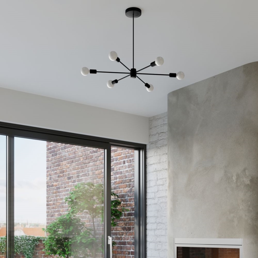 Candelabro suspenso LANGO 5xE27/60W/230V preto