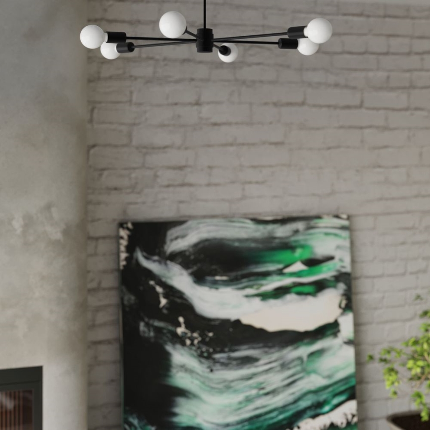 Candelabro suspenso LANGO 5xE27/60W/230V preto