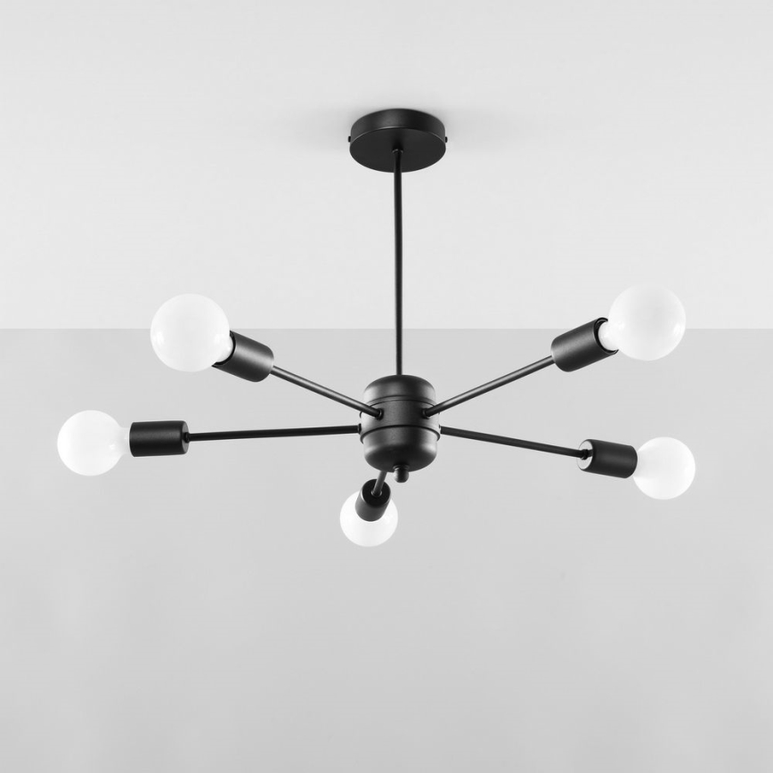 Candelabro suspenso LANGO 5xE27/60W/230V preto
