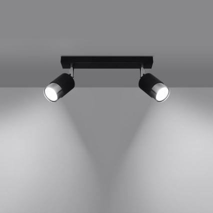 Foco NERO 2xGU10/40W/230V preto/cromado brilhante