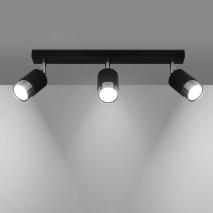 Foco NERO 3xGU10/40W/230V preto/cromado brilhante