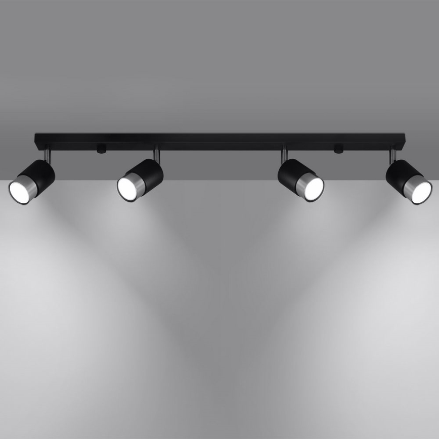 Foco NERO 4xGU10/40W/230V preto/cromado brilhante
