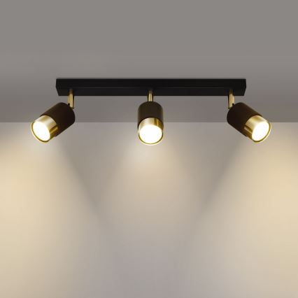 Foco NERO 3xGU10/40W/230V preto/dourado