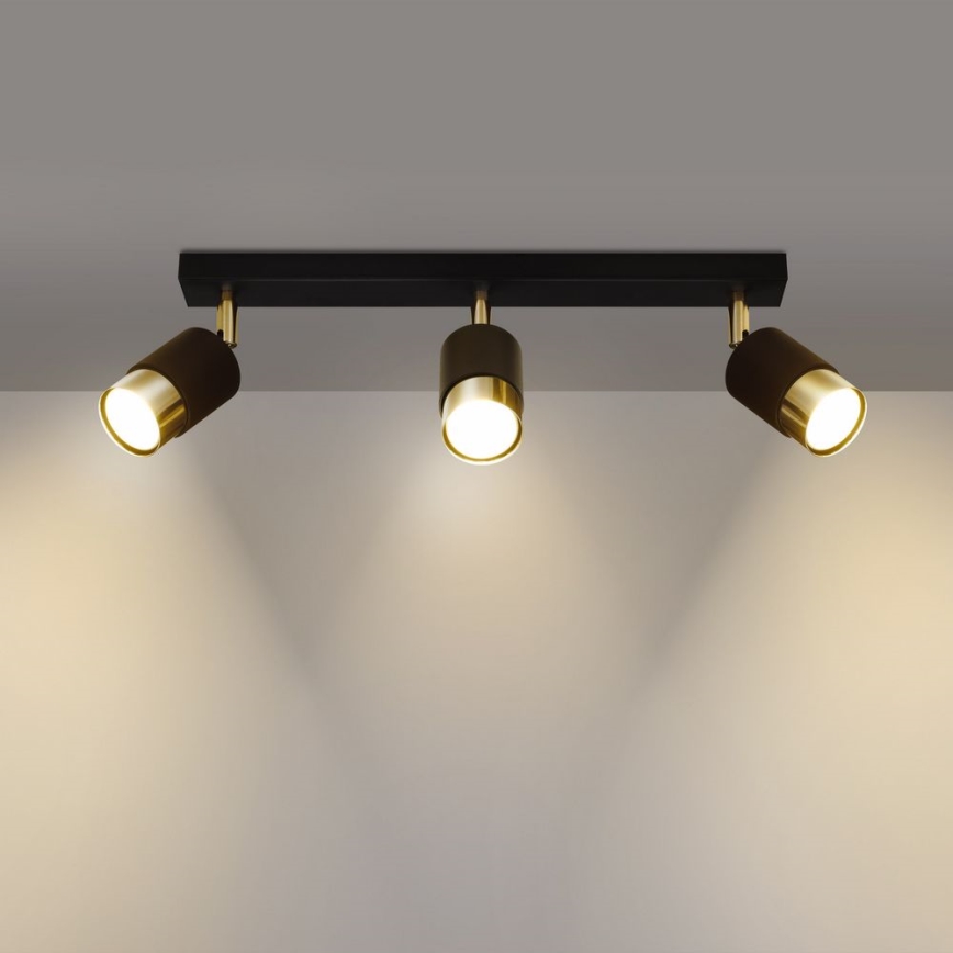 Foco NERO 3xGU10/40W/230V preto/dourado