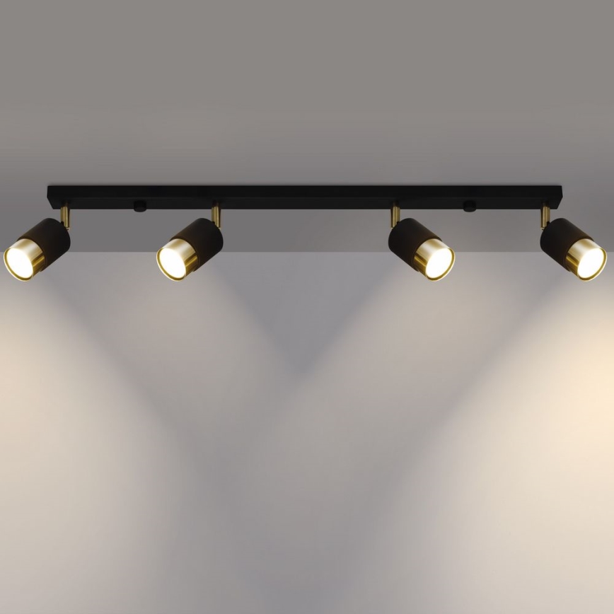 Foco NERO 4xGU10/40W/230V preto/dourado