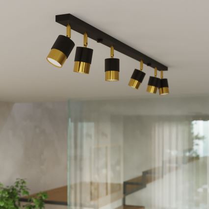 Foco NERO 6xGU10/40W/230V preto/dourado