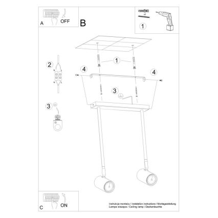 Candelabro suspenso NORANO 2xGU10/40W/230V preto