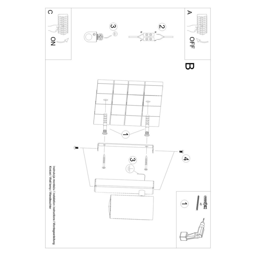 Iluminação de parede UTTI 1xGU10/40W/230V preta