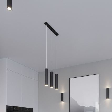Candeeiro suspenso LAGOS 3xGU10/10W/230V preto
