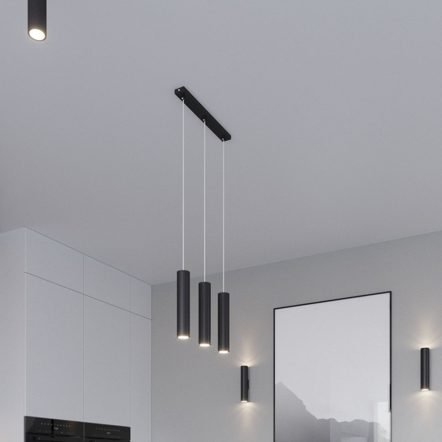 Candeeiro suspenso LAGOS 3xGU10/10W/230V preto