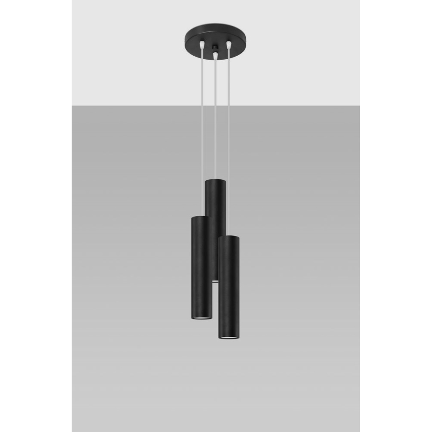 Candeeiro suspenso LAGOS 3xGU10/10W/230V preto