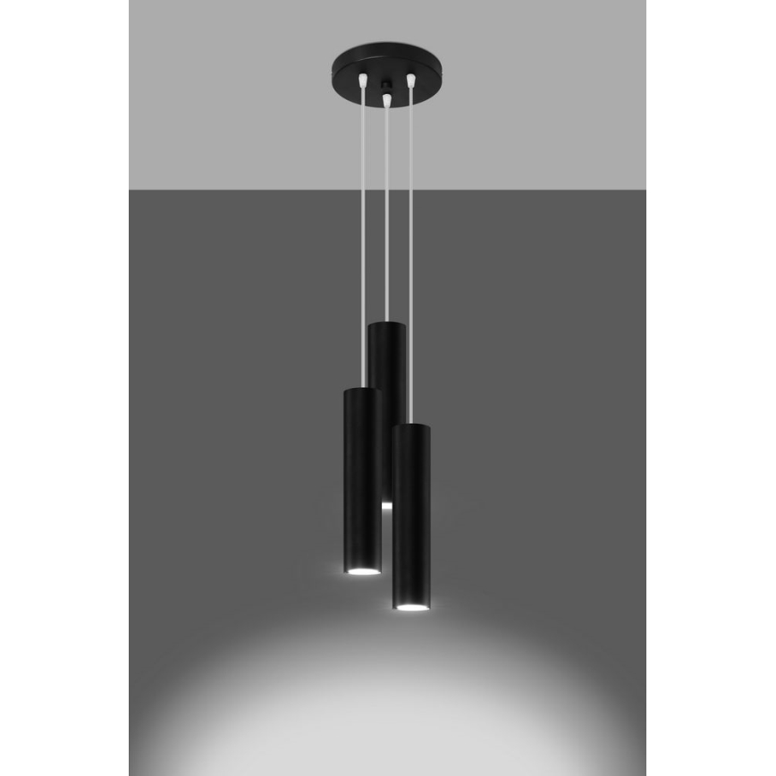 Candeeiro suspenso LAGOS 3xGU10/10W/230V preto