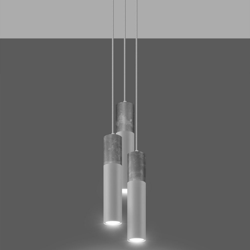 Candelabro suspenso BORGIO 3xGU10/40W/230V betão/metal branco