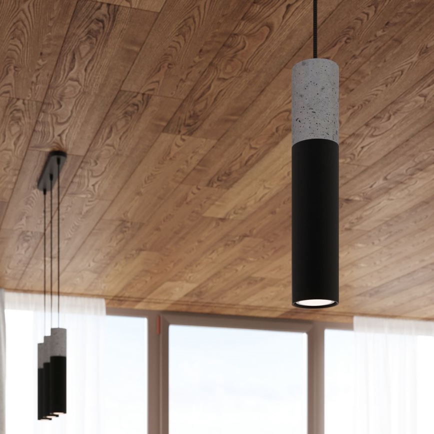 Candelabro suspenso BORGIO 3xGU10/40W/230V betão/metal preto