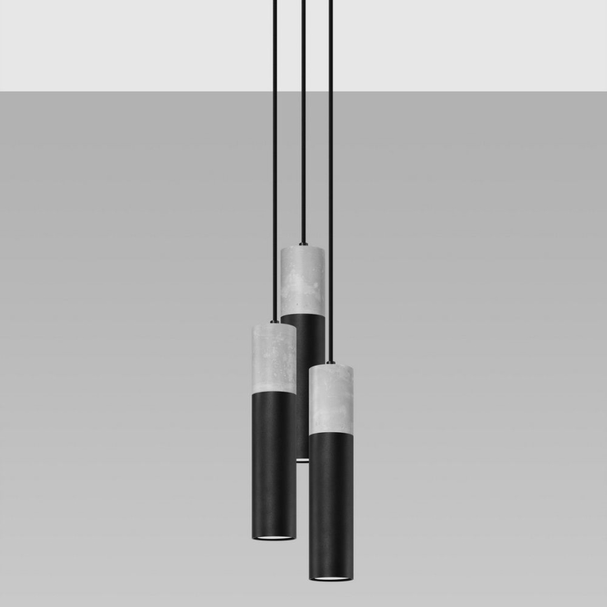 Candelabro suspenso BORGIO 3xGU10/40W/230V betão/metal preto