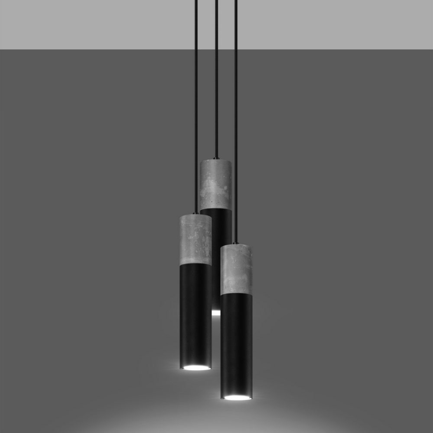 Candelabro suspenso BORGIO 3xGU10/40W/230V betão/metal preto