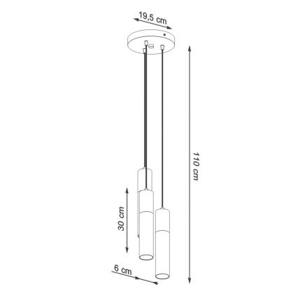 Candelabro suspenso BORGIO 3xGU10/40W/230V betão/metal preto