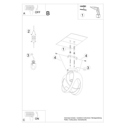 Candelabro montado à superfície TULOS 1xE27/60W/230V branco