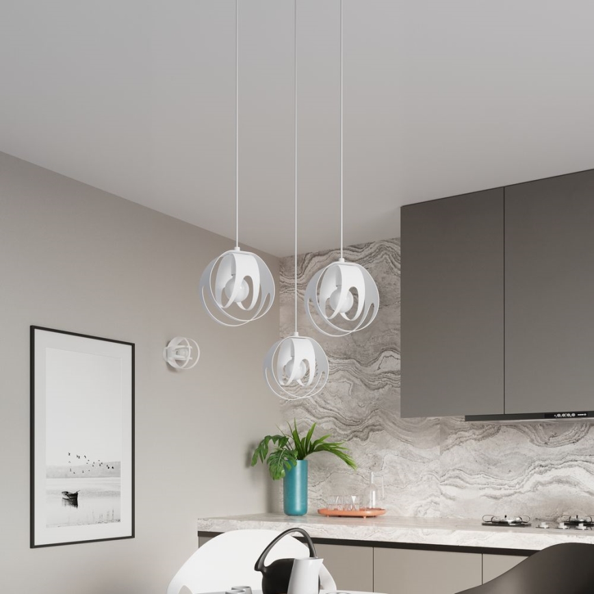 Candelabro suspenso TULOS 3xE27/60W/230V branco