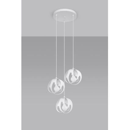 Candelabro suspenso TULOS 3xE27/60W/230V branco