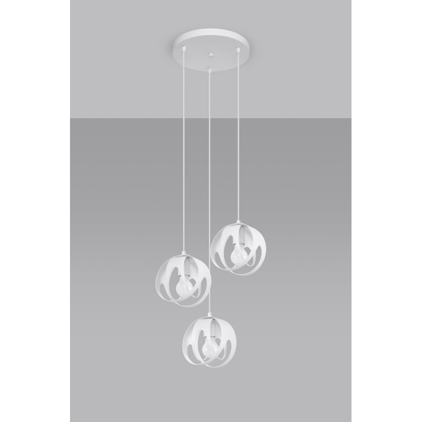 Candelabro suspenso TULOS 3xE27/60W/230V branco