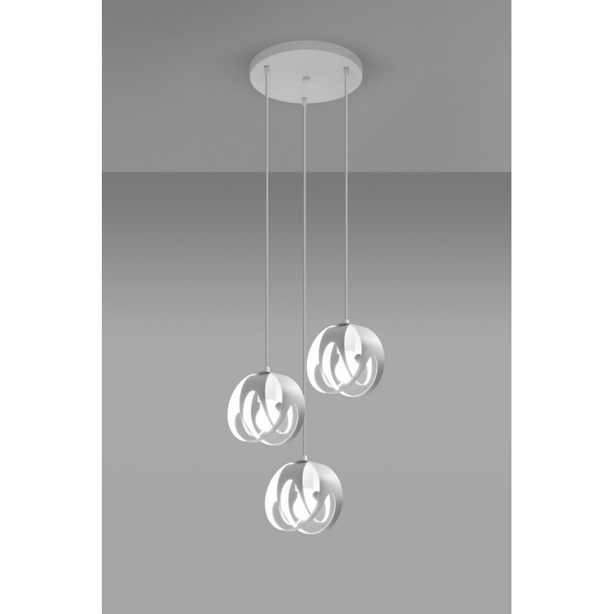 Candelabro suspenso TULOS 3xE27/60W/230V branco