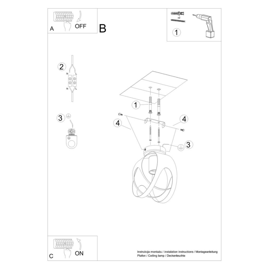 Candelabro montado à superfície TULOS 1xE27/60W/230V preto