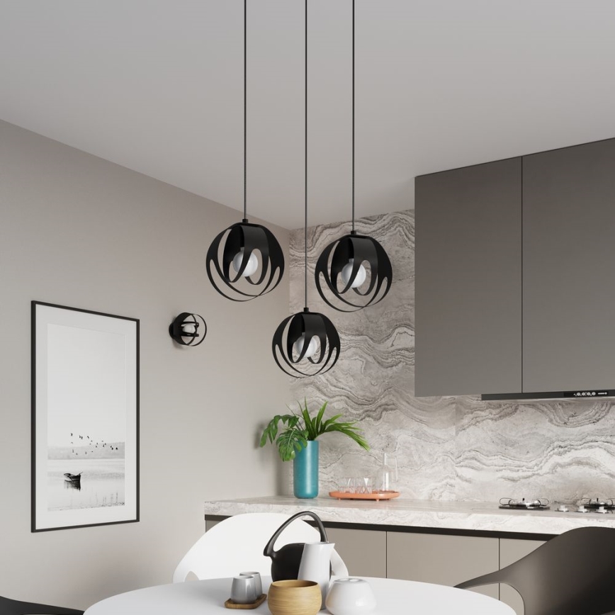 Candelabro suspenso TULOS 3xE27/60W/230V preto