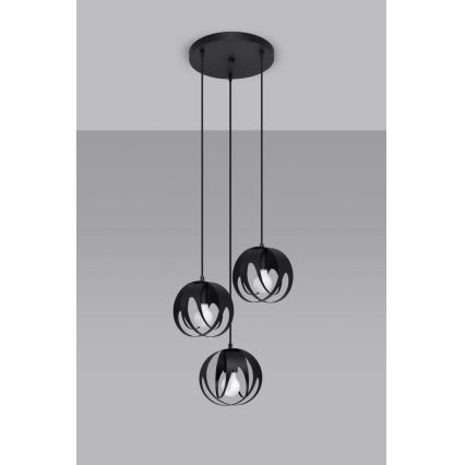 Candelabro suspenso TULOS 3xE27/60W/230V preto